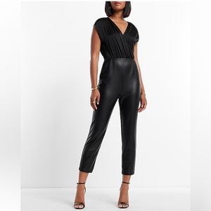 NWT Express Cap Sleeve Faux Leather Jumpsuit size medium